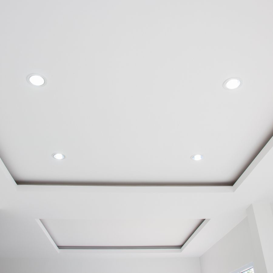 suspended acoustic ceiling tiles in an office